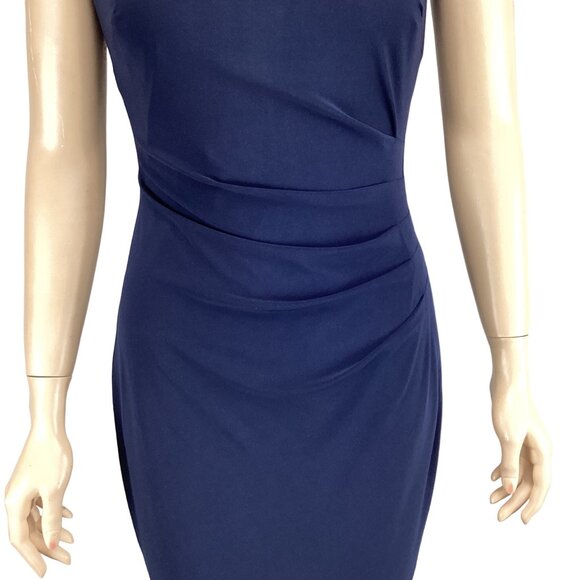 Lauren Ralph Lauren Dress Size 2 Matte Jersey Viviennette Navy Blue Beaded Sheat - Picture 8 of 9